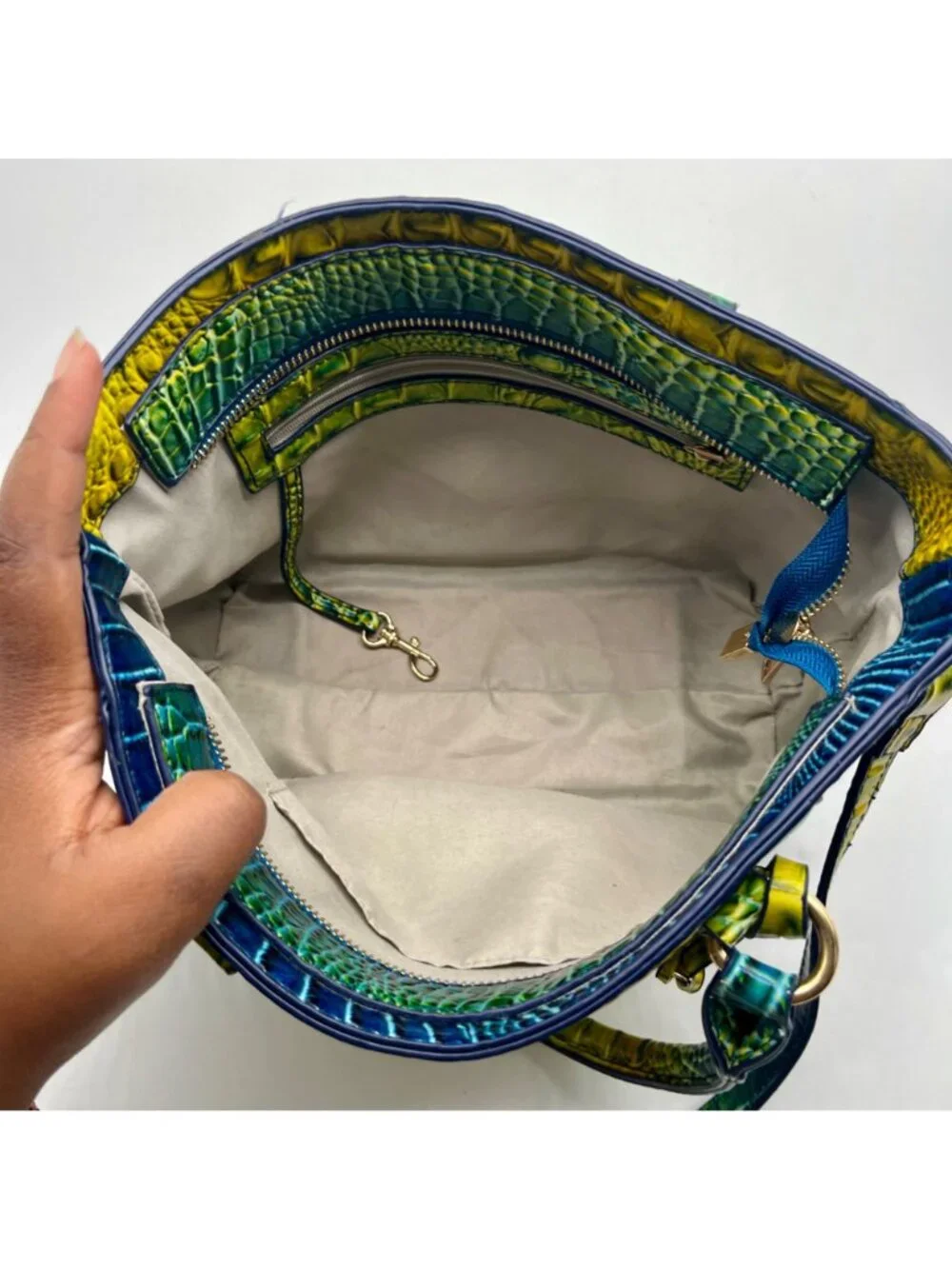 Unbranded Multi-Colored Faux Croc-Embossed Satchel Bag